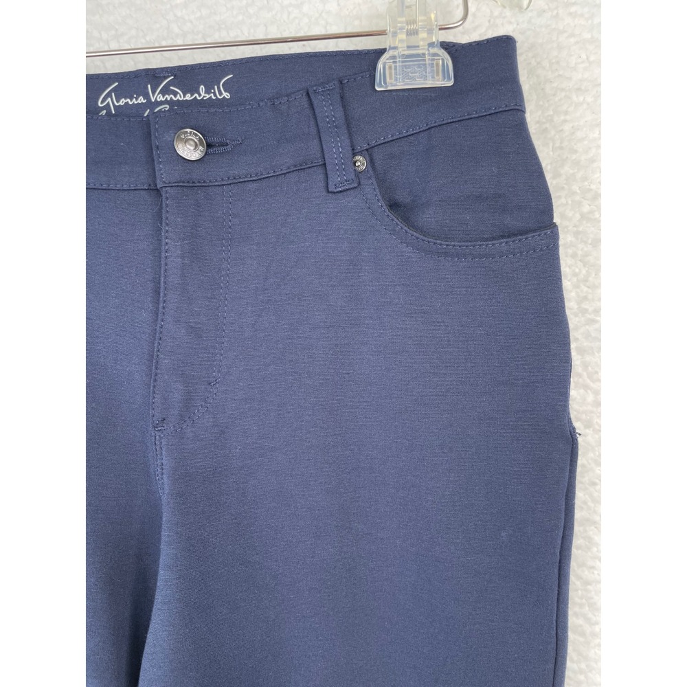 Gloria Vanderbilt Amanda Navy Blue Slimming Straight Leg Pants Womens 8 Studded - Picture 5 of 14